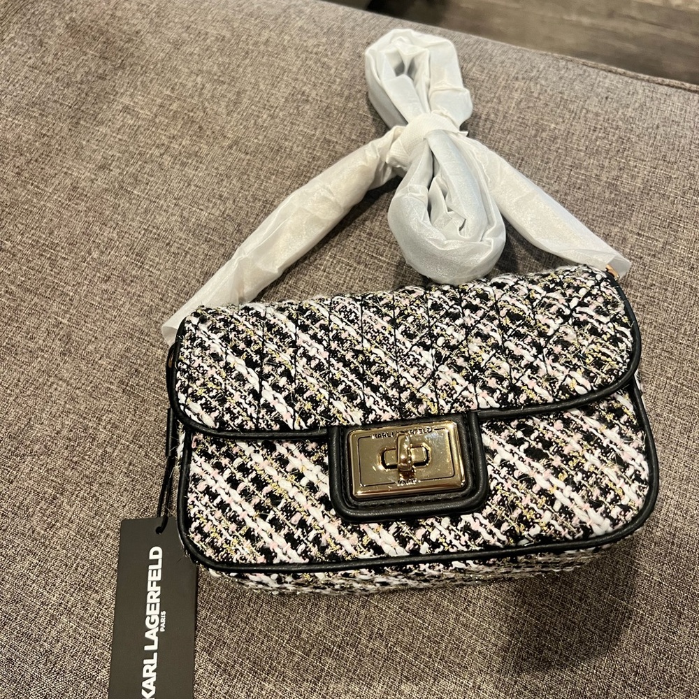 Karl Lagerfeld Black and White Quilted Women's Bag